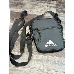 Adidas Black Crossbody Shoulder Bag | Small Nylon Travel Pouch with Adjustable S